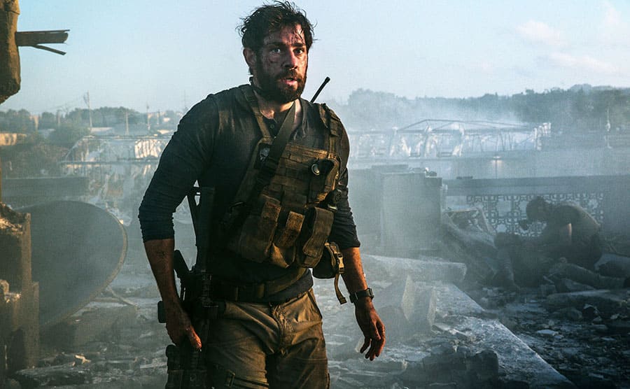 John Krasinski as a soldier in 13 Hours: The Secret Soldiers of Benghazi 
