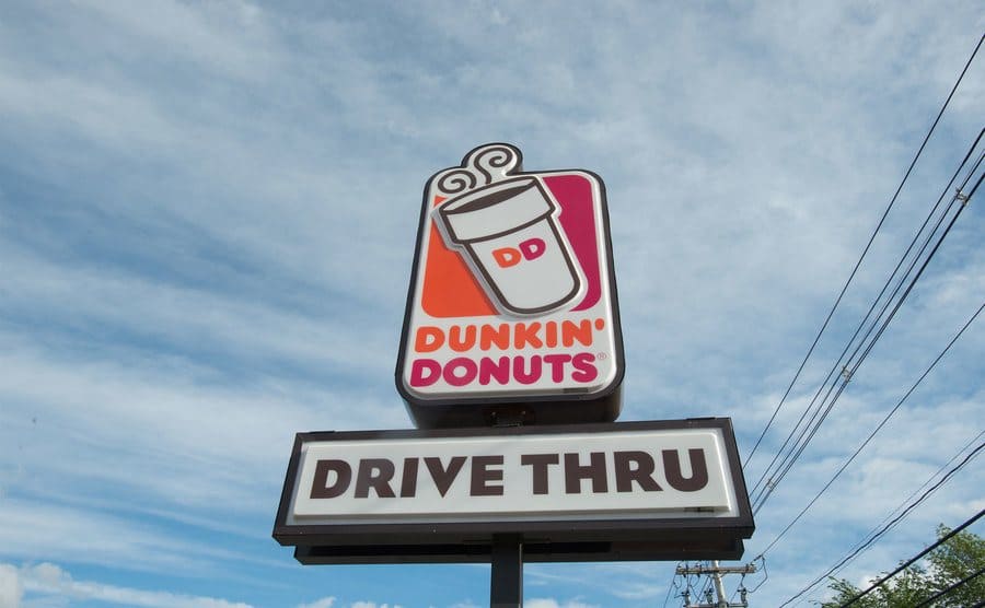 Dunkin' Donuts Drive-Thru sign.