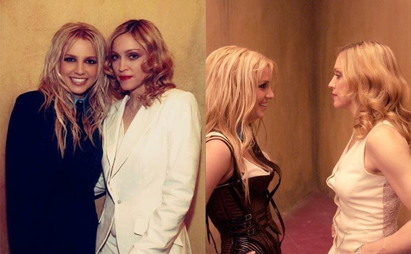 Britney junto a Madonna/ Britney frente a Madonna