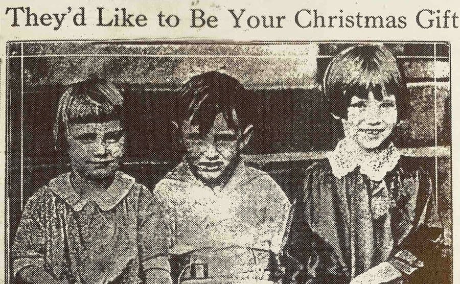 A newspaper ad made by Tann encouraging people to buy a child as a Christmas gift. 