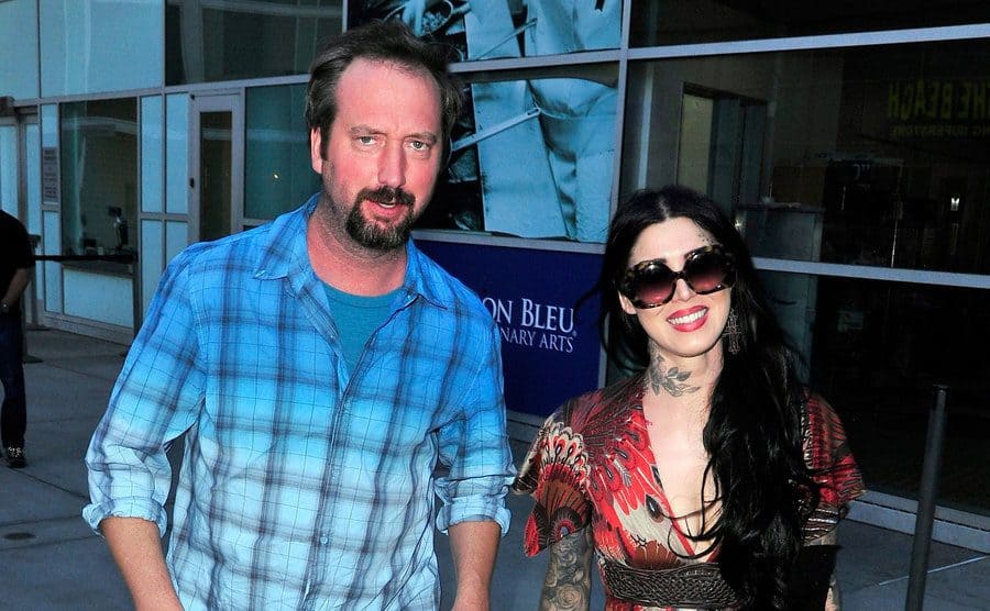 Tom Green and Kat Von D arriving at a movie premiere 