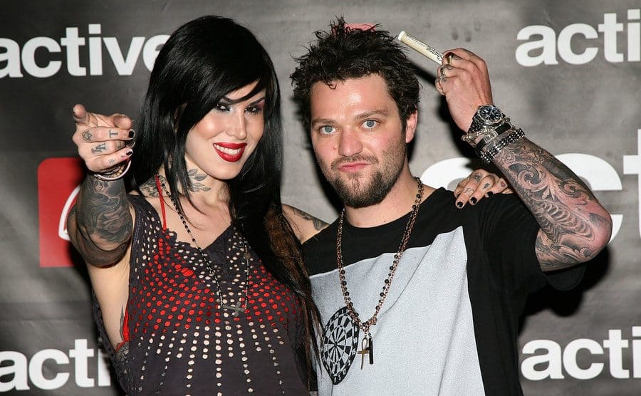 Kat Von D and Bam Margera on the red carpet 