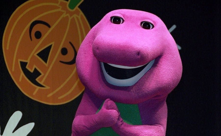 Barney The Dinosaur entertains children at the 2007 Dream Halloween.