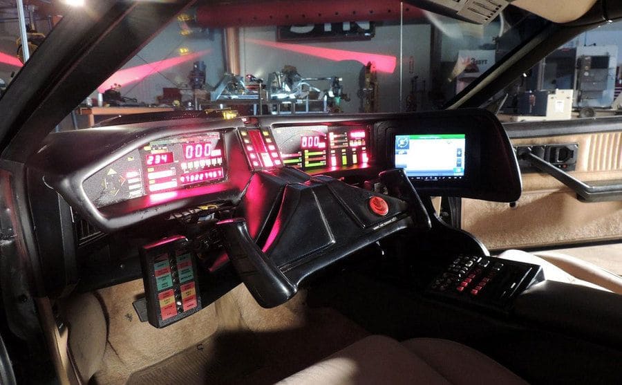 The dashboard inside the Knight Rider replica made by Gas Monkey Garage. 