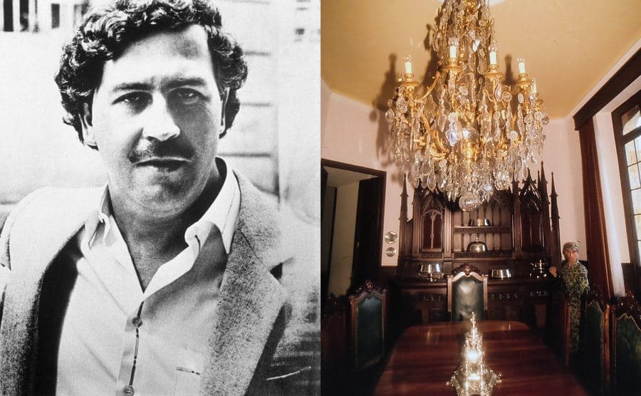 Portrait of Pablo Escobar / Inside view to the residence of Pablo Escobar.