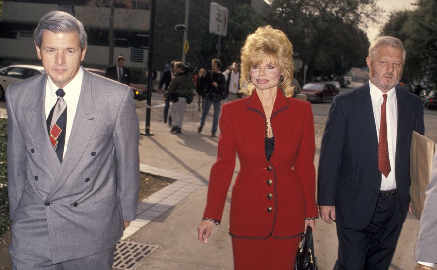 Loni Anderson and her lawyers are leaving court. 