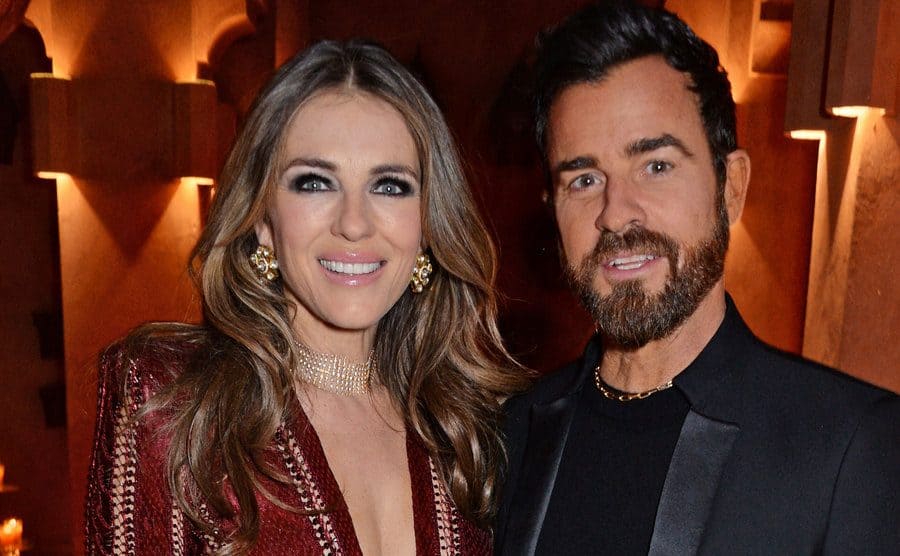 Elizabeth Hurley and Justin Theroux attend an event.