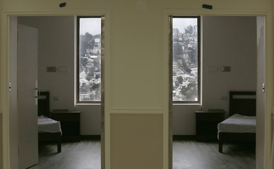 The rooms of a psychiatric facility.