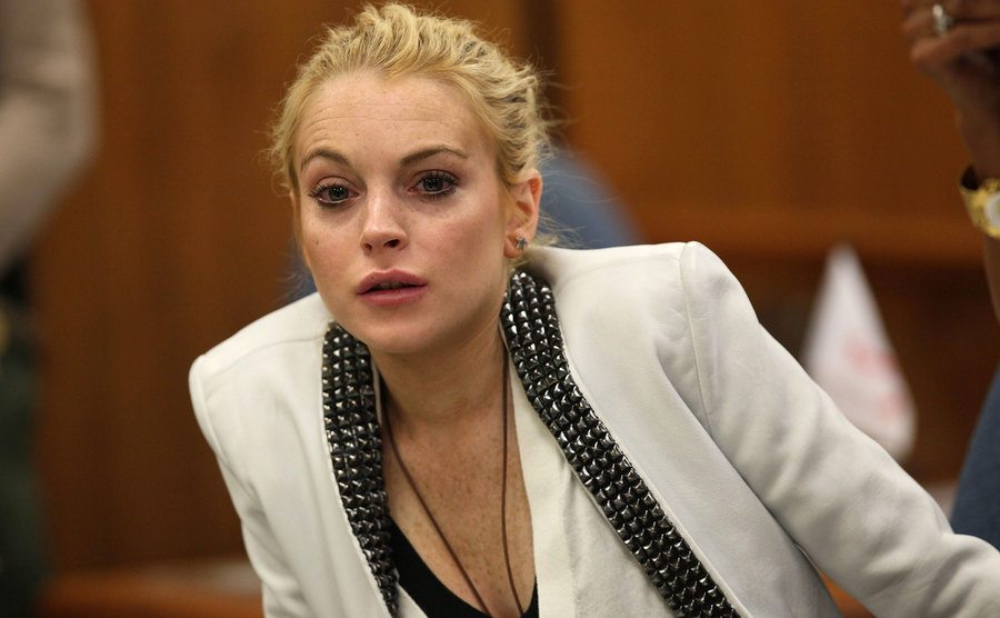 Lindsay Lohan attends a court hearing. 