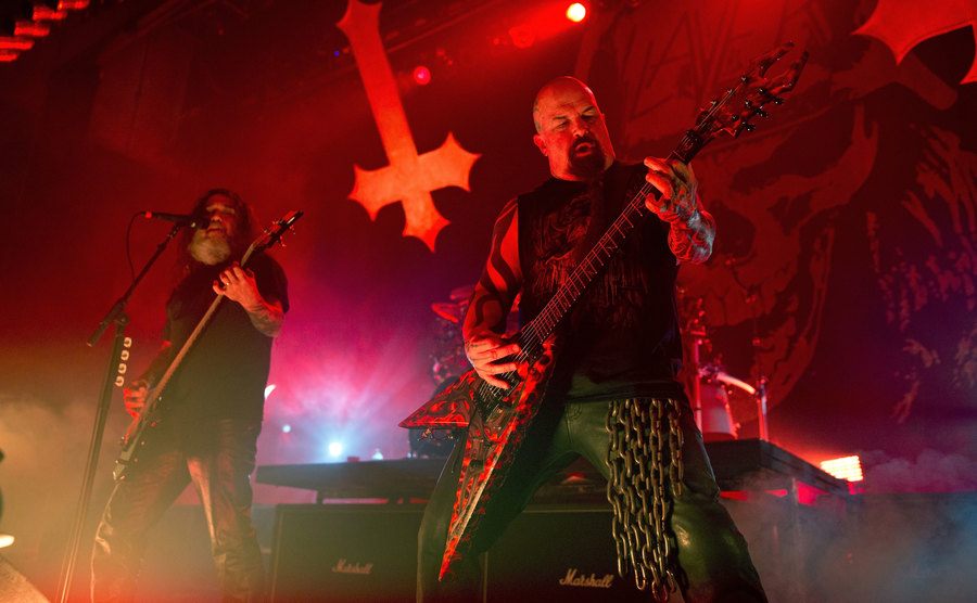Kerry King and Tom Araya of Slayer performs live onstage.