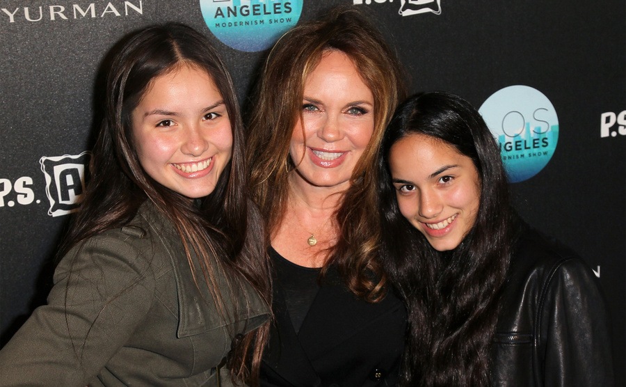 Catherine Bach and daughters Sophia and Laura attend an event. 