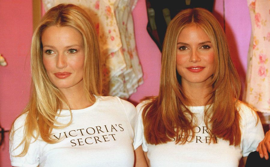 Karen Mulder and Heidi Klum attend Victoria's Secret Press Call. 