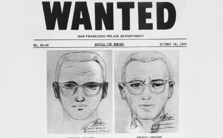 A wanted poster of the Zodiac Killer.