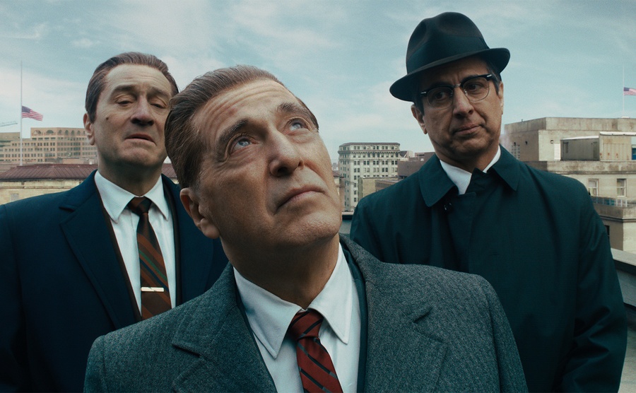 Robert De Niro, Al Pacino, and Ray Romano in a scene from The Irishman. 