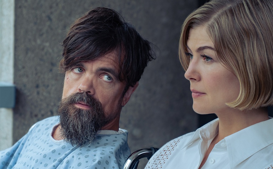 Rosamund Pike and Peter Dinklage in a still from the film. 