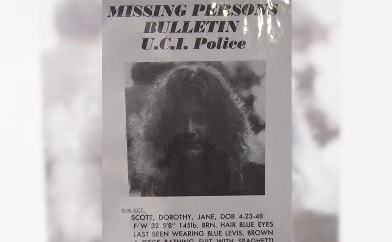A photo of Dorothy’s missing person bulletin.
