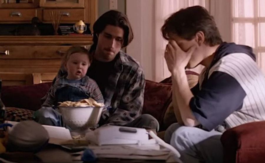 Scott Wolf and Matthew Fox in a scene from Party of Five. 