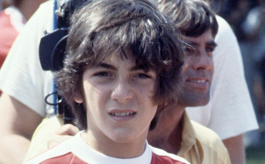 A picture of Scott Baio on a filming set.