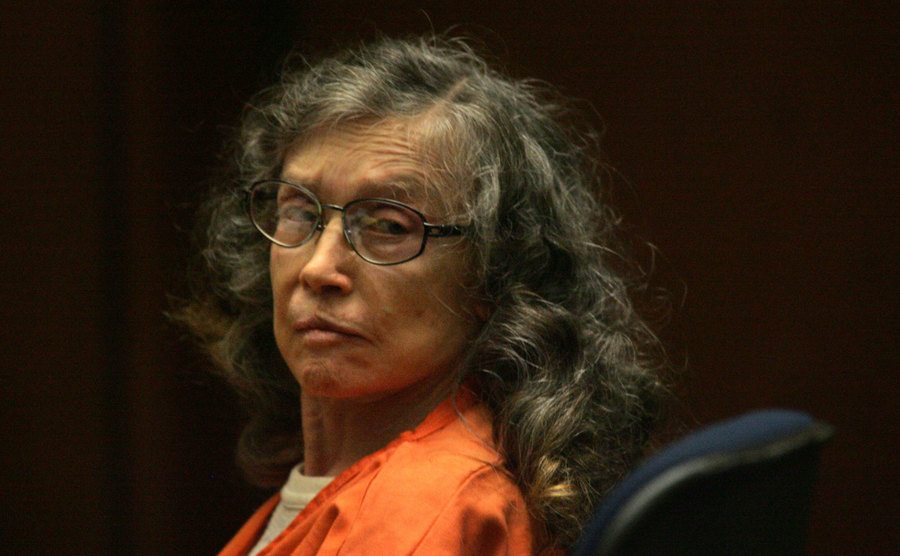 Helen Golay looks over at the audience in court.