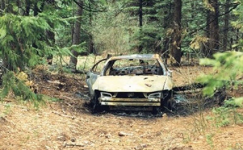 A photo of the car where the bodies were found.