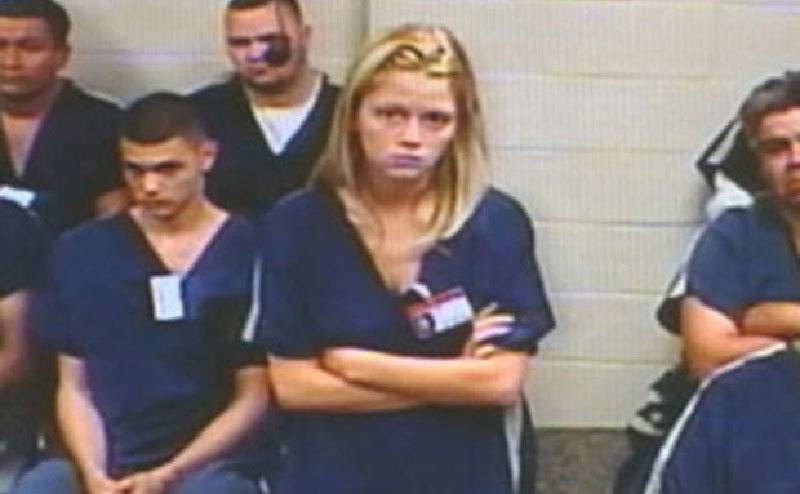 A video still of Rachel from a detention center security tape.