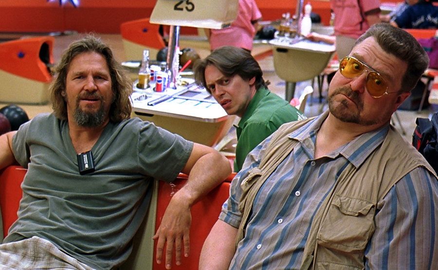 Jeff Bridges, Steve Buscemi, and John Goodman in a still from The Big Lebowski.