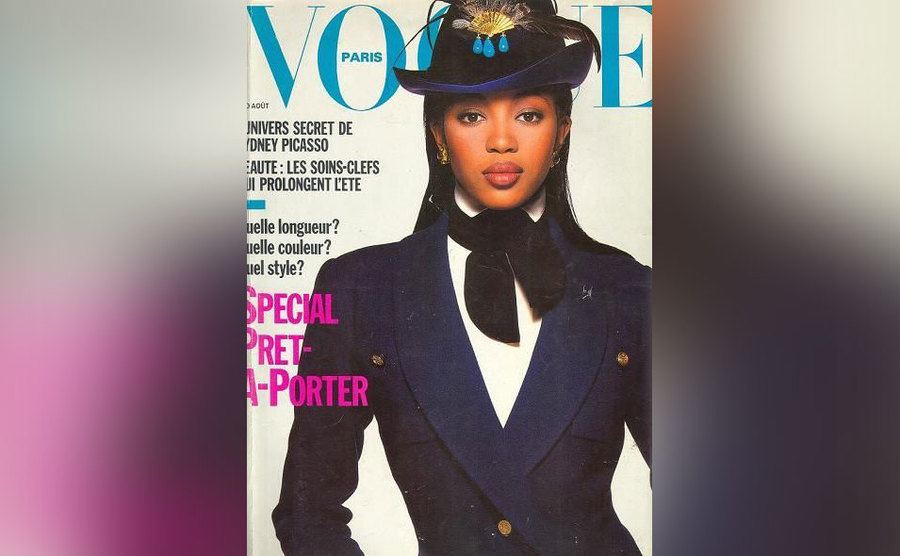 Campbell is on the cover of French Vogue.