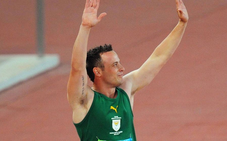 A picture of Pistorius at the Paralympic Games.