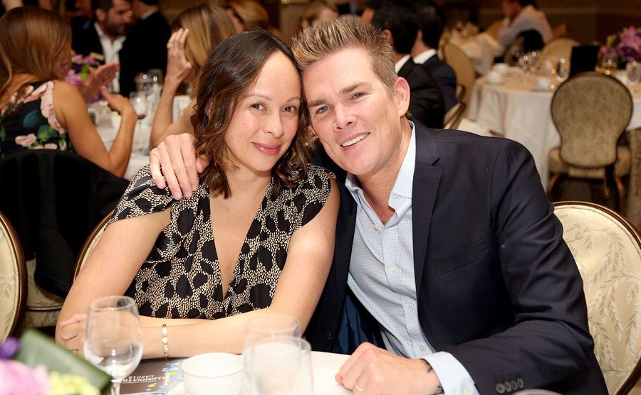 Mark McGrath and his wife pose for a picture. 