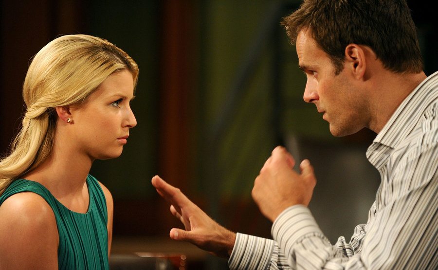 Stephanie Gatschet and Cameron Mathison in a scene from All My Children. 