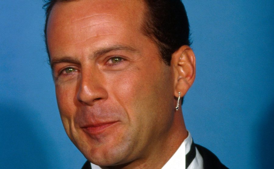 A backstage picture of Bruce Willis at the Emmys.