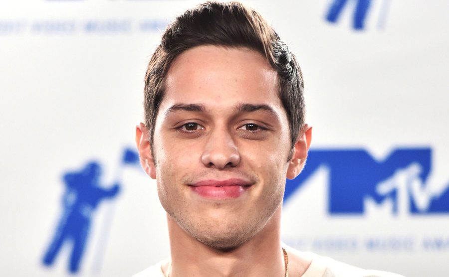 Pete Davidson poses in the press room. 