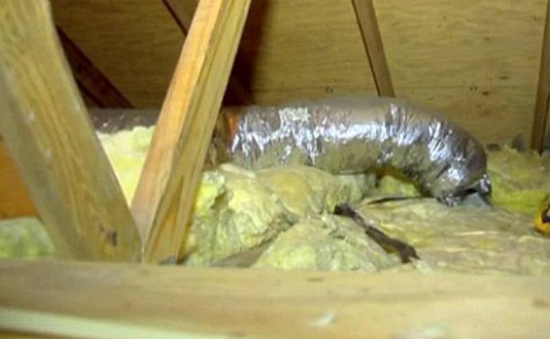An interior shot of the attic after the ex-boyfriend was discovered.