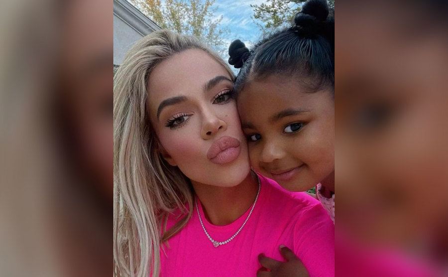 A selfie of Khloe and True. 