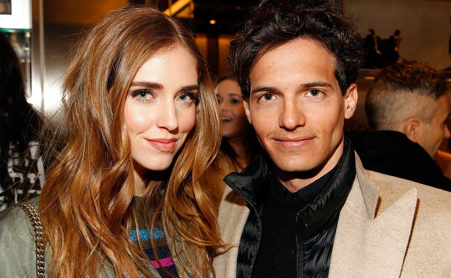 Chiara Ferragni and Riccardo Pozzoli attend an after party. 