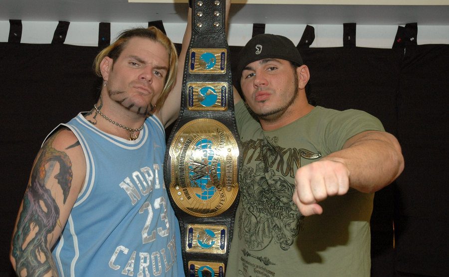 The Hardy Boyz pose for the press.