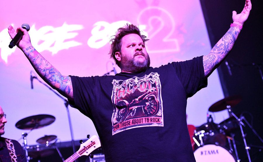 Bowling for Soup performs on stage.