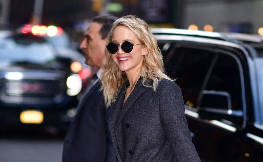 Jennifer Lawrence walks the streets of New York. 