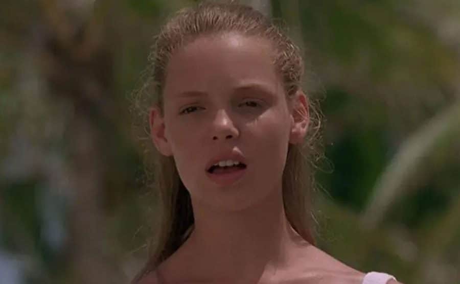 A portrait of Katherine Heigl in a scene from a film.
