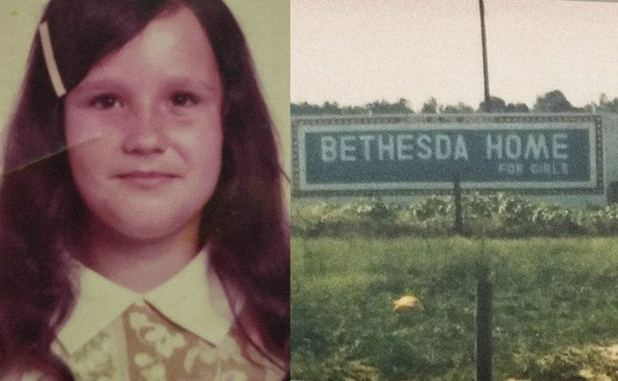 A picture of Nancy at age 16 / A welcome sign to Bethesda.