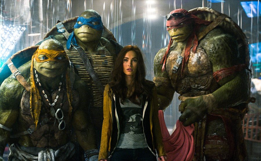 Megan Fox as April O'Neil ion a still from Teenage Mutant Ninja Turtles. 