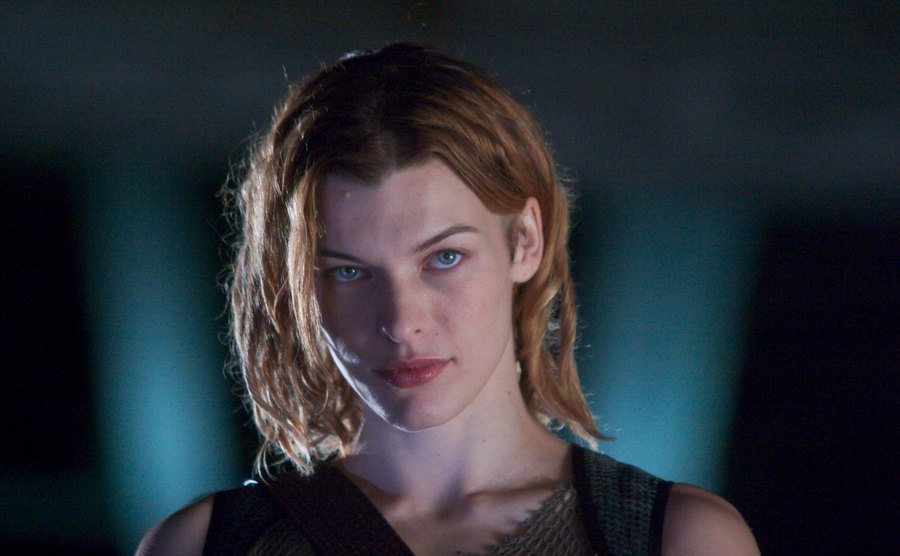 A promotional portrait of Jovovich in Resident Evil: Apocalypse.