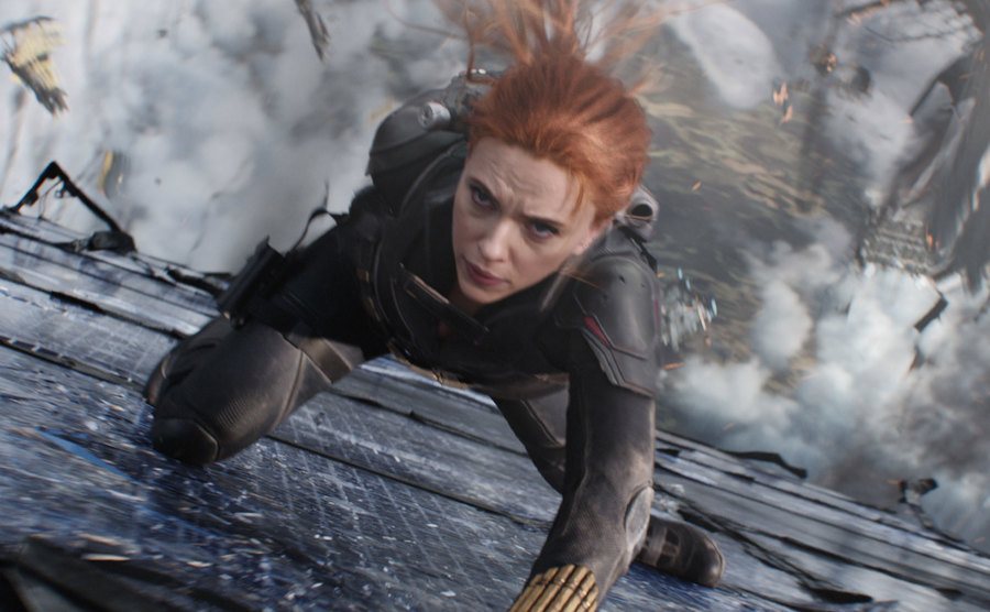 A promotional still of Johansson in Black Widow.
