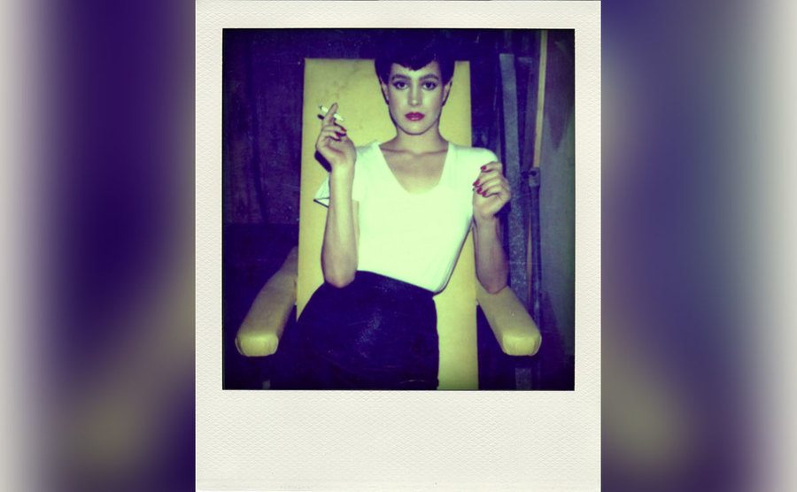 A polaroid of Sean Young on the set of Blade Runner. 