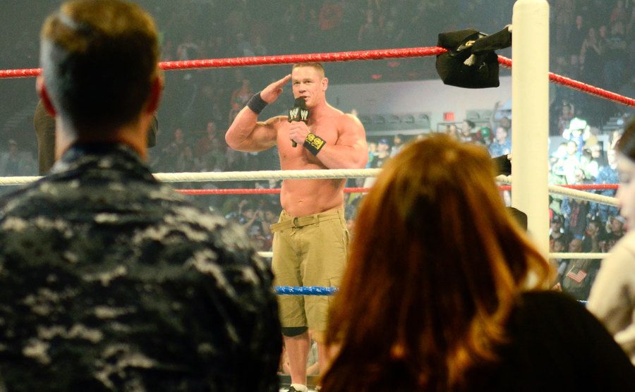 John Cena performs during the 10th anniversary of WWE Tribute to the Troops. 