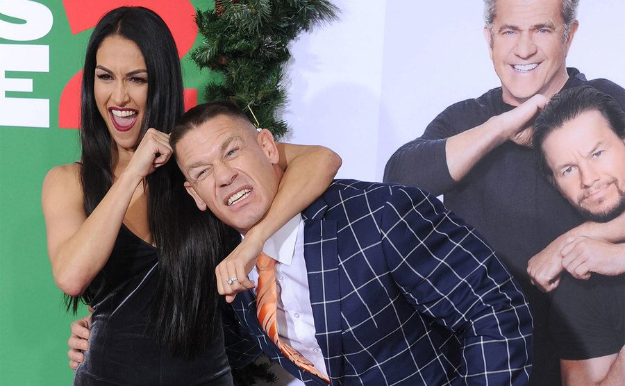 John Cena and Nikki Bella arrive at a premiere