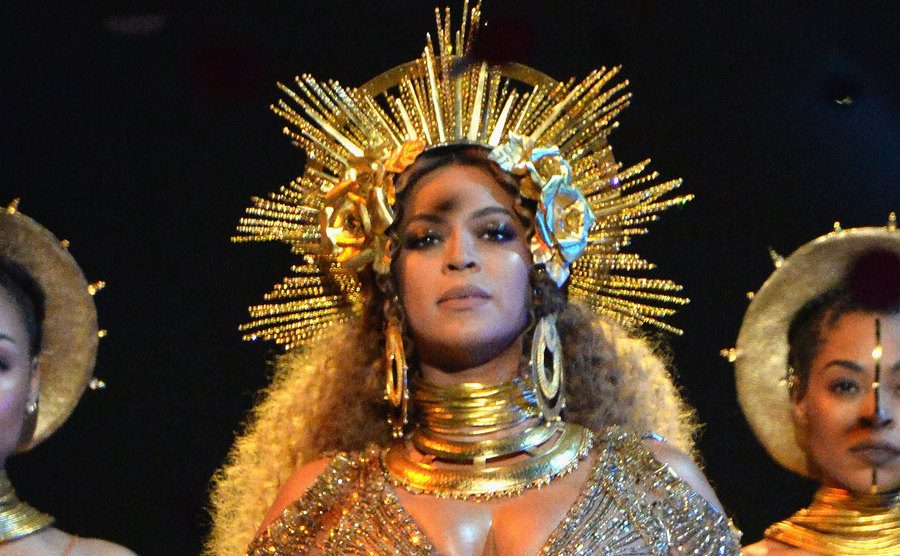 A photo of Beyoncé during a performance.