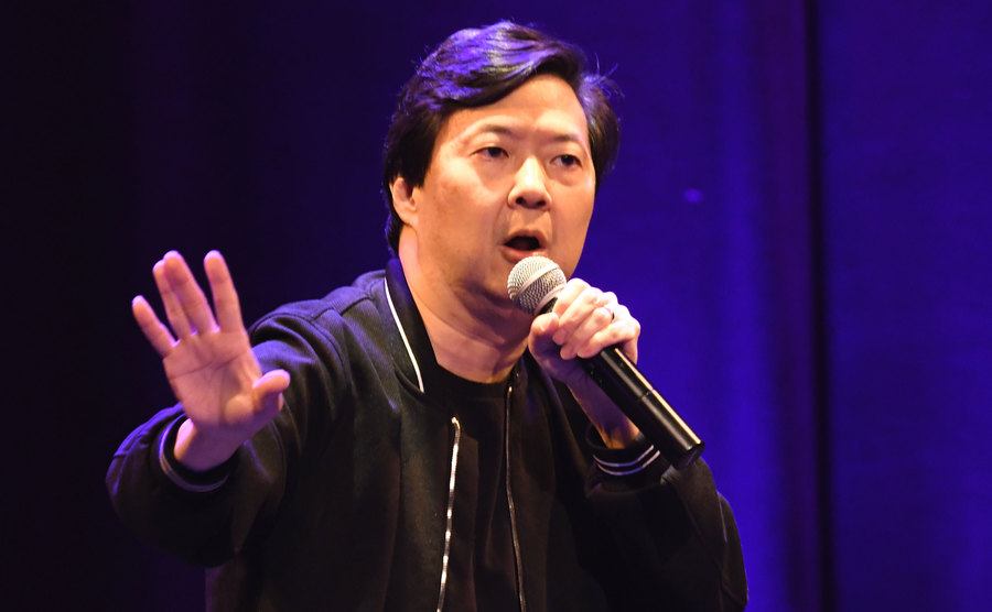 Jeong speaks on stage during an event.
