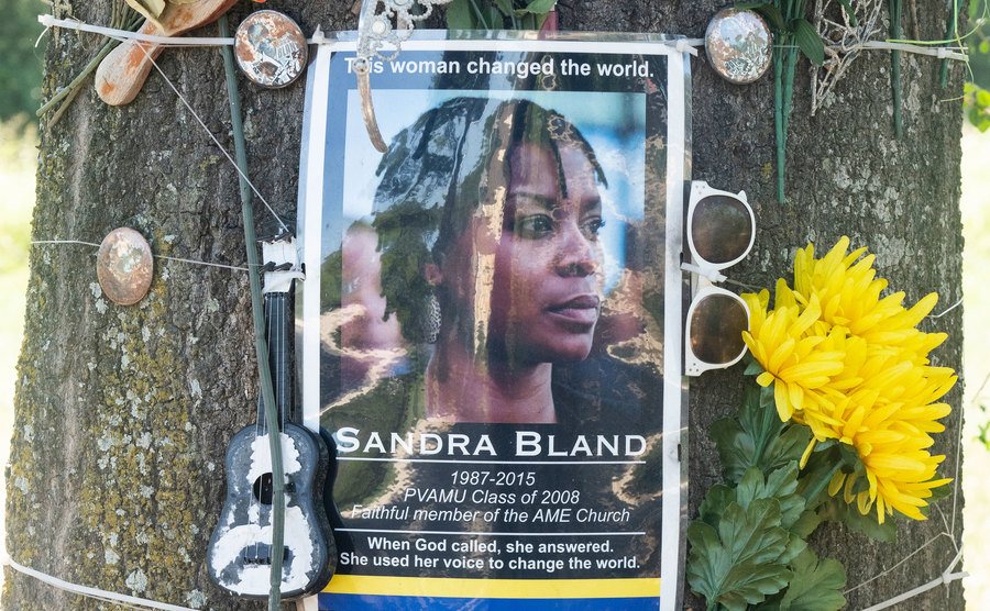 An image of a memorial to Sandra Bland.