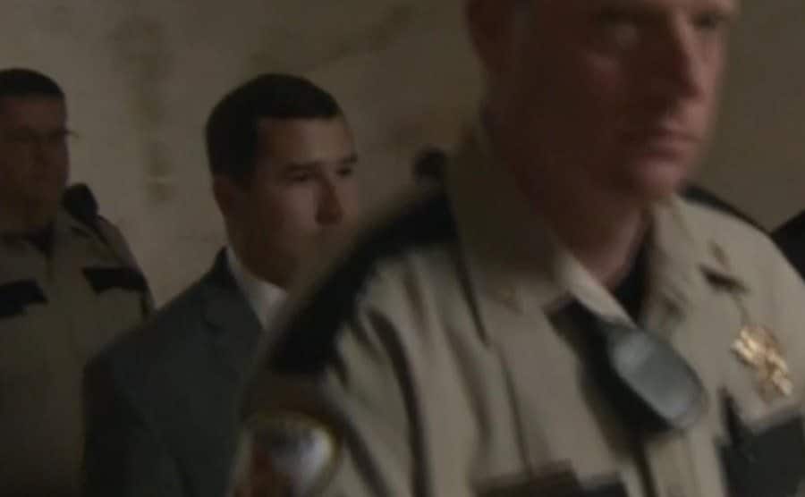An image of Encinia arriving in court.
